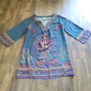 Flying Tomato Multicolor Bohemian Blouse Vintage V Nneck  Size small